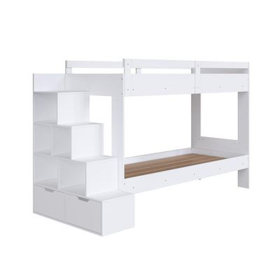 Cama Beliche Infantil Bicama Menino Menina 2,32m Com Escada, Nichos E Gavetas Branco