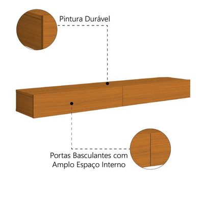 Rack Suspenso Para Painel Ou Até 55 Polegadas 2 Portas 1,10m Egeo Edn Madeirado