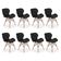 Kit 08 Cadeiras Charles Eames Eiffel Slim Wood Preta