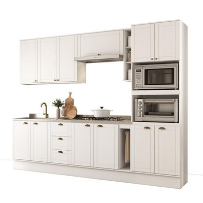 Armário De Cozinha Completa C Balcão Milla Quest Carraro Branco