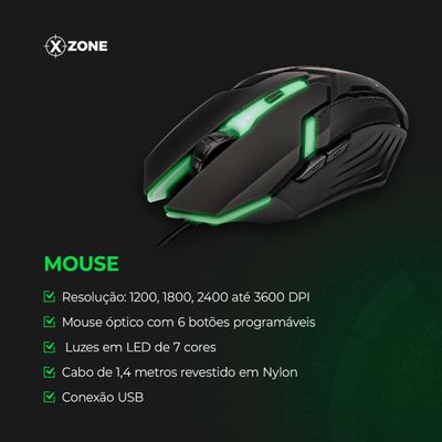 Kit Gamer 2 em 1 Mouse e Mousepad Xzone - GTC-03 COMBO GTC-03 NA 2 EM 1