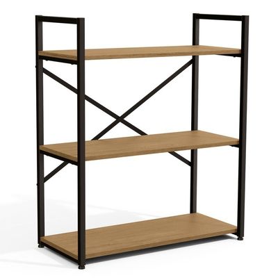 Estante Baixa 3 Prateleiras 87x72 Cm Li007 Freijo Preto Fosco