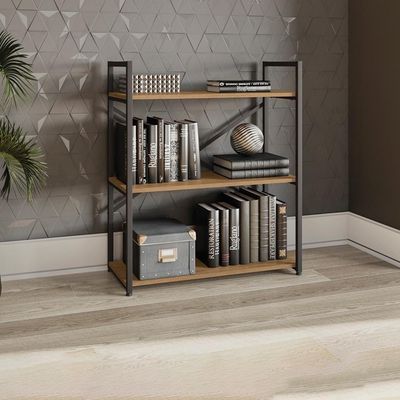 Estante Baixa 3 Prateleiras 87x72 Cm Li007 Freijo Preto Fosco