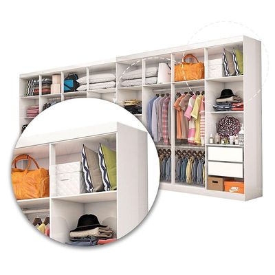 Closet Casal Duplo Rubi Premium 16 Portas 8 Gavetas Branco