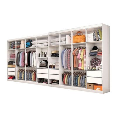 Closet Casal Duplo Rubi Premium 16 Portas 8 Gavetas Branco