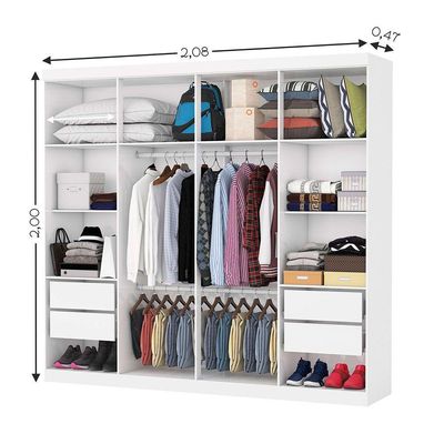 Closet Casal Rubi 4 Gavetas Branco