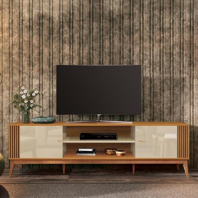 Rack Bancada Para Sala Tv Até 75" Legacy Cedro / Off White