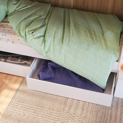 Cama Beliche Infantil Bicama Menino Menina 2,32m Com Escada, Nichos E Gavetas Com Rodas Branco