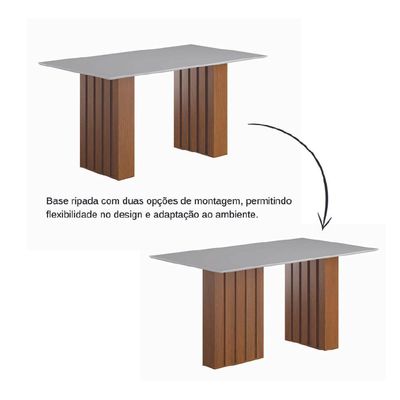 Conjunto De Mesa Sala De Jantar Ripada Tampo Com Vidro Santiago 1,80m 6 Cadeiras Grécia Dobuê Madeirado/Grafite