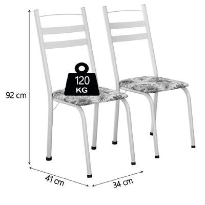 Conjunto De Mesa Sala De Jantar Leia Com 6 Cadeiras Tubular Granito 1,40m Artefamol Branco Flor