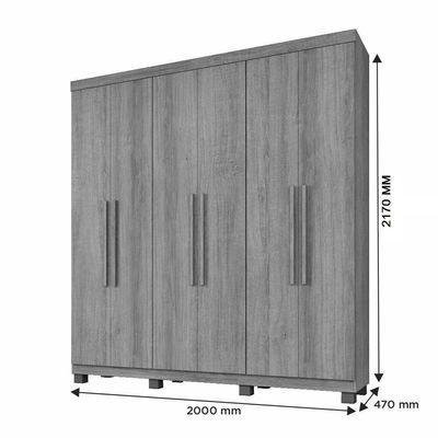Guarda Roupa Itália 6 Portas 3 Gavetas 7 Prateleiras Cinamomo Off