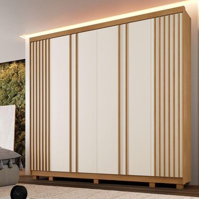 Guarda Roupa Noruega 6 Portas 6 Gavetas 12 Prateleiras Cinamomo Off