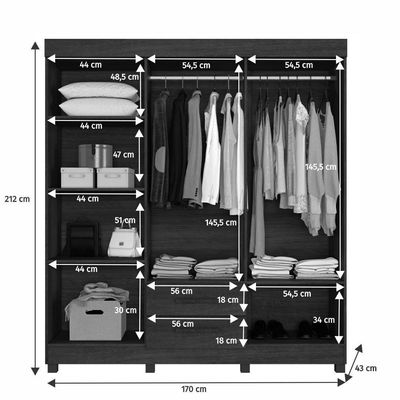 Guarda Roupa Leblon 6 Portas 2 Gavetas 7 Prateleiras Cinamomo Off