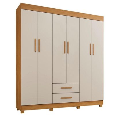 Guarda Roupa Leblon 6 Portas 2 Gavetas 7 Prateleiras Cinamomo Off