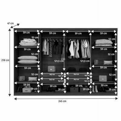 Guarda Roupa New Premium 8 Portas 4 Gavetas 8 Prateleiras Cinamomo Off