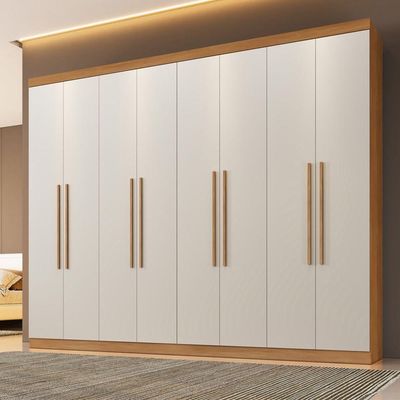 Guarda Roupa New Premium 8 Portas 4 Gavetas 8 Prateleiras Cinamomo Off