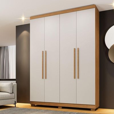 Guarda Roupa Viena 4 Portas 3 Gavetas 8 Prateleiras - Beneti Cinamomo Off