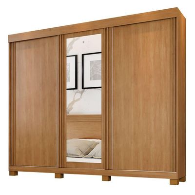 Guarda Roupa Sergipe 3 Porta Ripado 6 Gavetas 9 Prateleiras Cinamomo-off