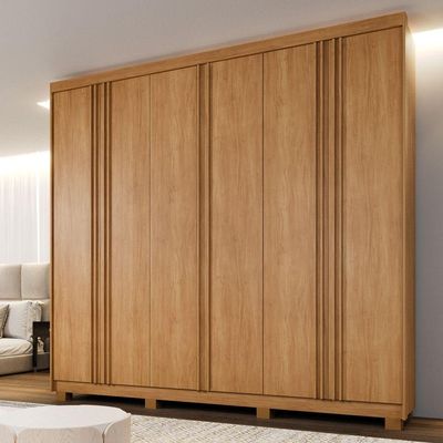 Guarda Roupa Porto 6 Portas Ripado 4 Gavetas 10 Prateleiras Cinamomo