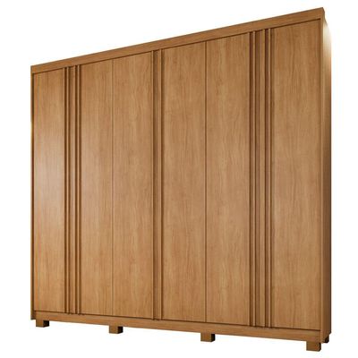 Guarda Roupa Porto 6 Portas Ripado 4 Gavetas 10 Prateleiras Cinamomo