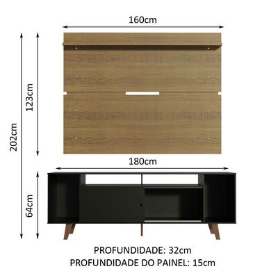 Rack Madesa Cancun com Pés e Painel para Até 65 Polegadas