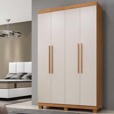 Guarda Roupa Itália 4 Portas 3 Gavetas 5 Prateleiras Cinamomo Off