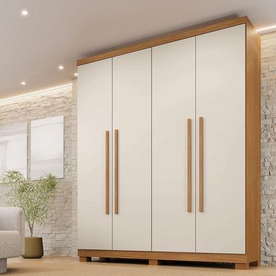 Guarda-roupa Filadélfia 4 Portas 3 Gavetas - Benetil Cinamomo Off