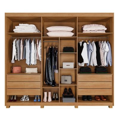 Guarda Roupa Siena 3 Portas Ripado 6 Gavetas 9 Prateleiras Cinamomo-off
