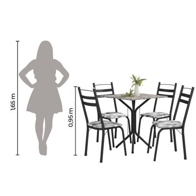 Conjunto De Mesa Thais 0,70M Com 4 Cadeiras Artefamol