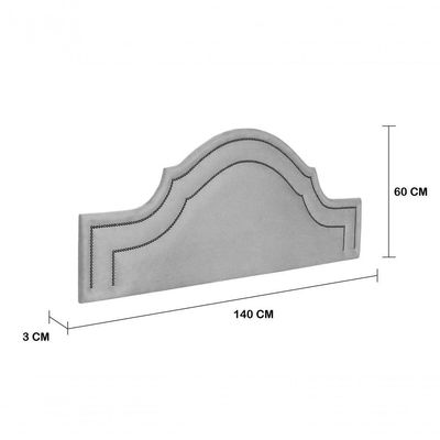 Cabeceira Casal Luxo 140x60 Suede Cinza Tachas Fumê