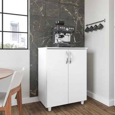 Armário Balcão De Cozinha Multiuso 2 Portas Denver Branco Branco
