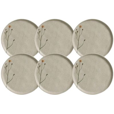 Jogo 6 Pratos Rasos Cerâmica Porto Brasil Cinza 27cm Bio Campestre Mesa Posta Stoneware