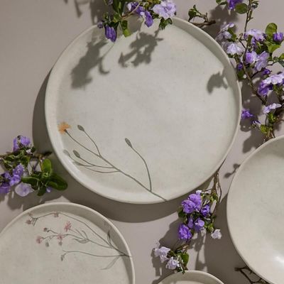 Jogo 6 Pratos Rasos Cerâmica Porto Brasil Cinza 27cm Bio Campestre Mesa Posta Stoneware