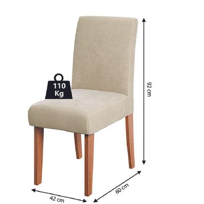 Conjunto Sala De Jantar Mesa Miami 1,60m 6 Cadeiras Trieste Dobuê Madeirado / Bege