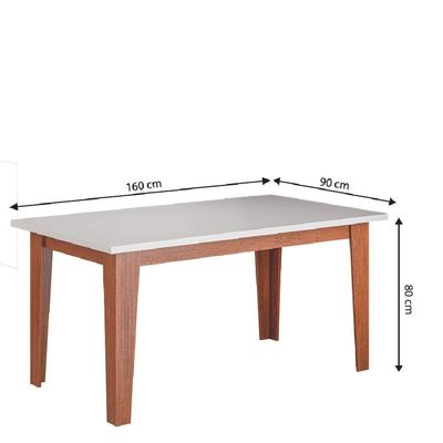 Conjunto Sala De Jantar Mesa Miami 1,60m 6 Cadeiras Trieste Dobuê Madeirado / Bege