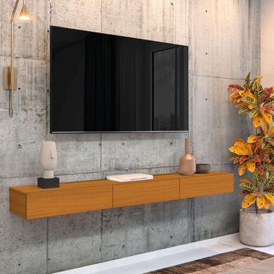 Rack Suspenso Para Painel Ou Até 75 Polegadas 3 Portas 1,54m Egeo Edn Madeirado