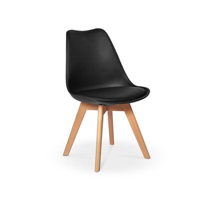 Conjunto 08 Cadeiras Eames Wood Leda Design Preta