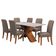 Conjunto De Mesa Sala De Jantar Tampo Com Vidro 1,60m 6 Cadeiras Grécia Dobuê Madeirado/mascavo