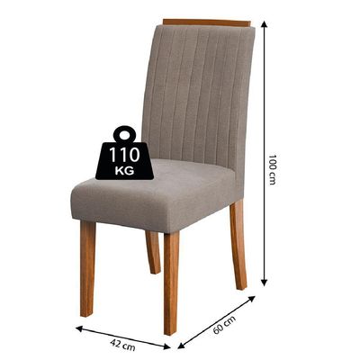 Conjunto De Mesa Sala De Jantar Tampo Com Vidro 1,60m 6 Cadeiras Grécia Dobuê Madeirado/mascavo
