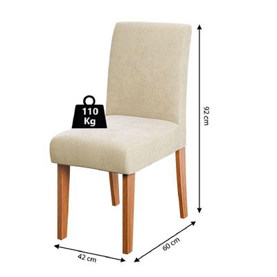 Conjunto De Mesa Sala De Jantar Tampo Com Vidro 1,80m Grécia 6 Cadeiras Dobuê Madeirado / Bege