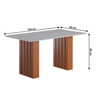 Conjunto De Mesa Sala De Jantar Ripada Tampo Com Vidro Santiago 1,60m 6 Cadeiras Grécia Dobuê Madeirado/mascavo