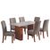 Conjunto De Mesa Sala De Jantar Ripada Tampo Com Vidro Santiago 1,60m 6 Cadeiras Grécia Dobuê Madeirado/mascavo