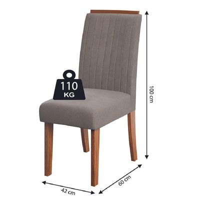 Conjunto De Mesa Sala De Jantar Ripada Tampo Com Vidro Santiago 1,60m 6 Cadeiras Grécia Dobuê Madeirado/mascavo