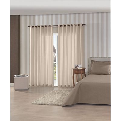 Cortina para Varão 260X170cm Rústíca Pantex Bella Janela Areia AREIA
