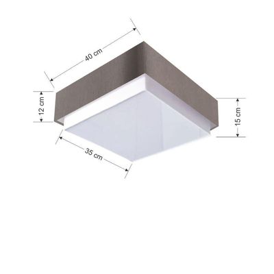 Plafon Quadrado Vivare Md-3089 Cúpula Em Tecido 40x40cm - Bivolt Cinza-escuro 127/220v