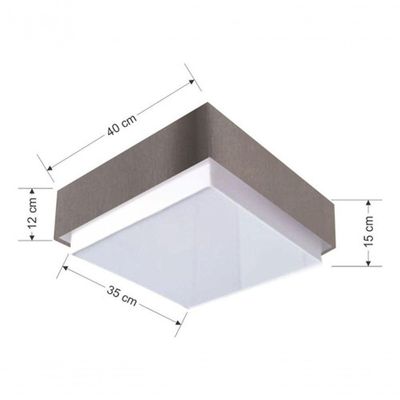 Plafon Quadrado Vivare Md-3089 Cúpula Em Tecido 40x40cm - Bivolt Cinza-escuro 127/220v