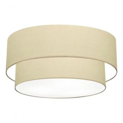 Plafon Duplo Cilíndrico Vivare Md-3062 Cúpula Em Tecido 45x40cm - Bivolt Algodão-crú 127/220v