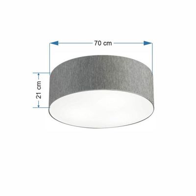Plafon Cilíndrico Md-3019 Cúpula Em Tecido 80x15cm Cinza - Bivolt