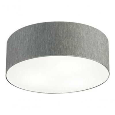 Plafon Cilíndrico Md-3019 Cúpula Em Tecido 80x15cm Cinza - Bivolt