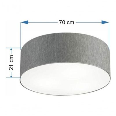 Plafon Cilíndrico Md-3019 Cúpula Em Tecido 80x15cm Cinza - Bivolt